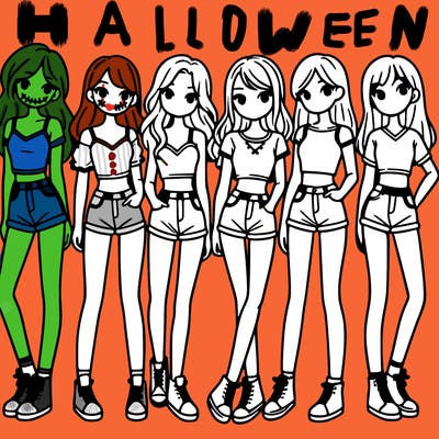 a group of girls wearing crop tops and shorts