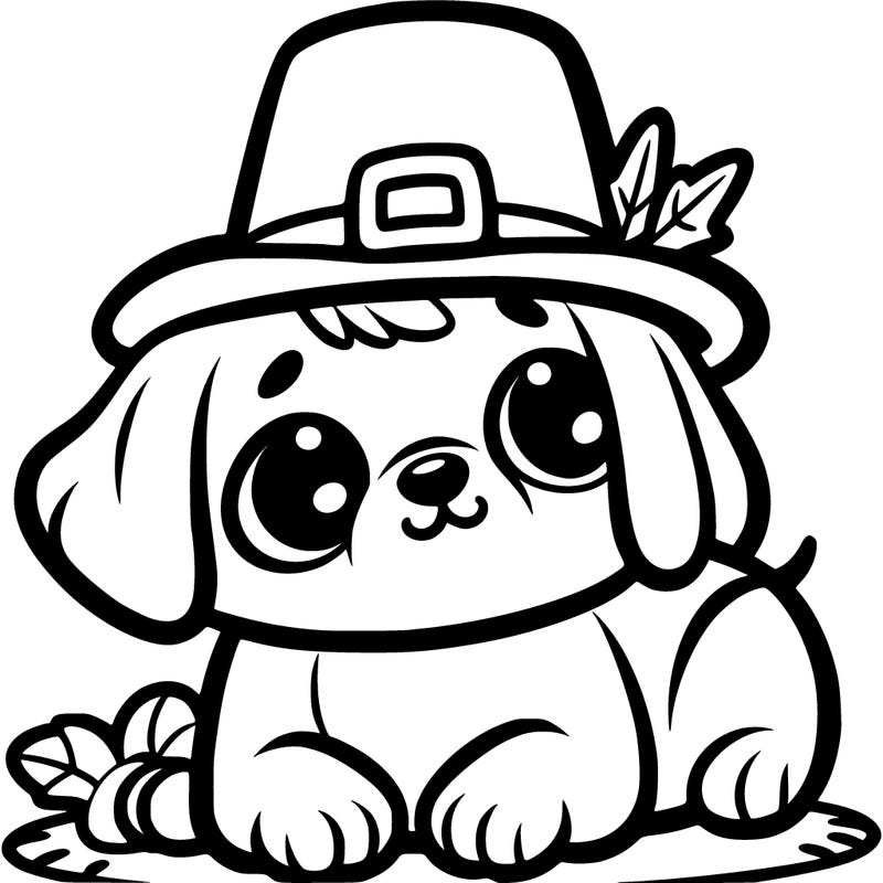 puppy with thanksgiving hat