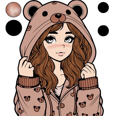 realistic girl in a animal pjs hoodie