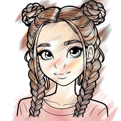 realistic girl with braids