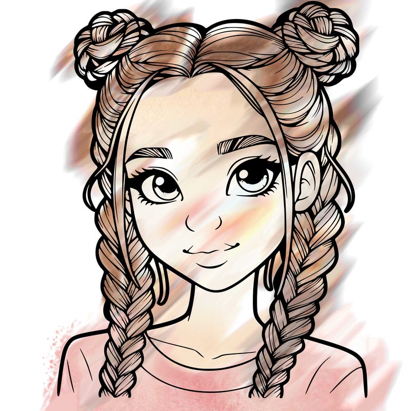 realistic girl with braids