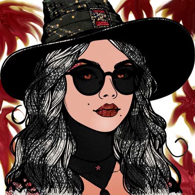 a witch with glasses realistic