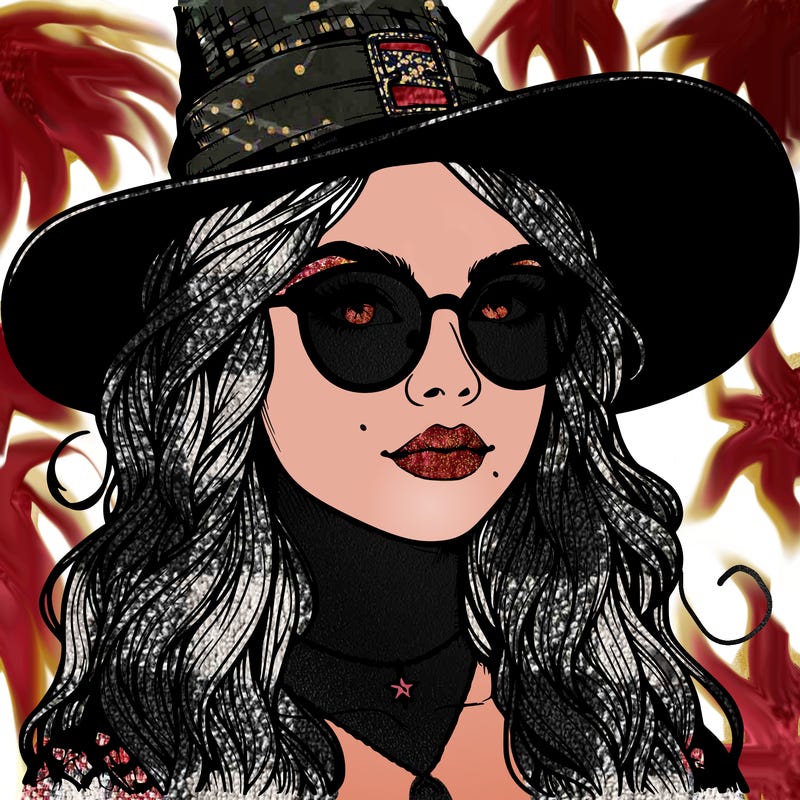 a witch with glasses realistic