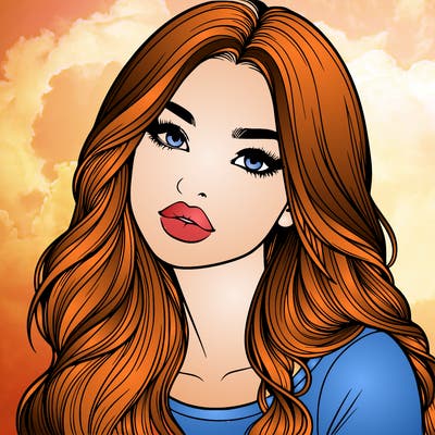 realistic girl with hair on her hair and lips