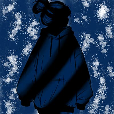 realistic girl with a oversized sweatshirt on and a bun