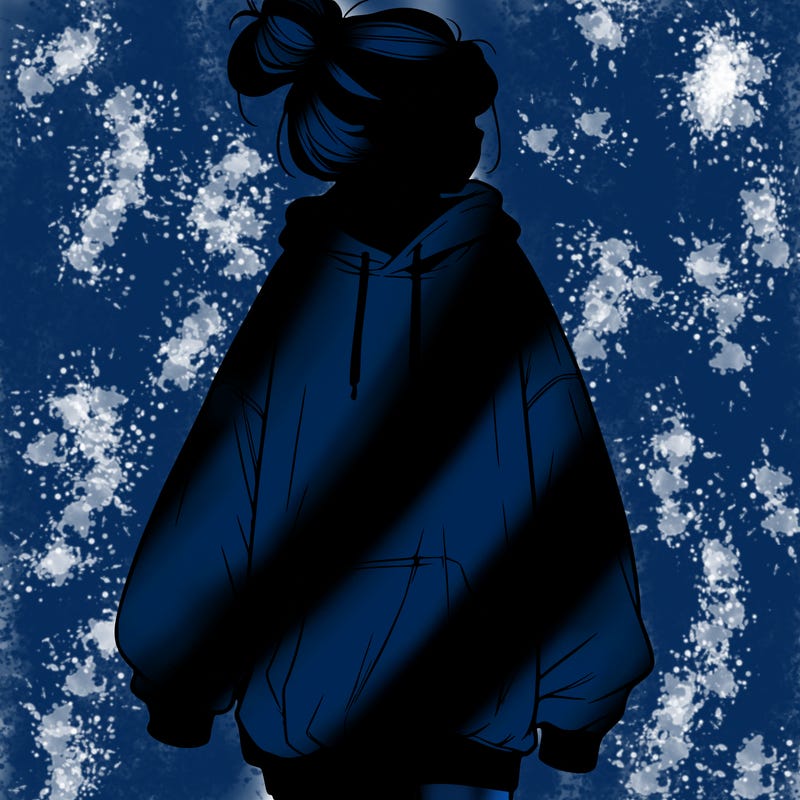 realistic girl with a oversized sweatshirt on and a bun