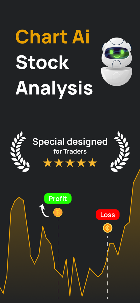 Chart AI: Data Stock Analysis - Chart AI app interface with trading insights and profit loss graph