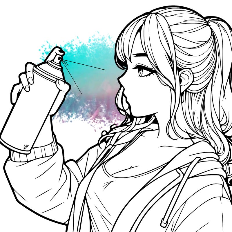 a realistic girl spray, painting