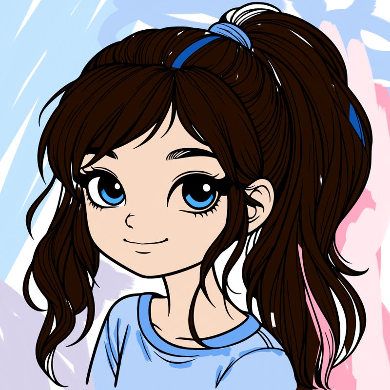 realistic girl with ponytail