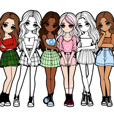 a group of girls realistic