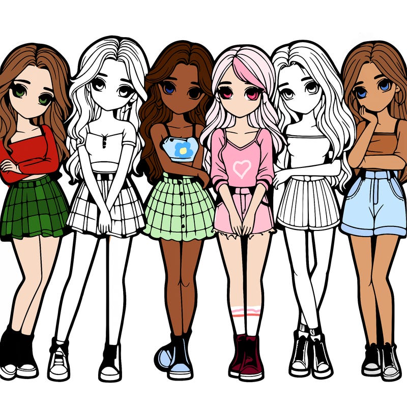 a group of girls realistic