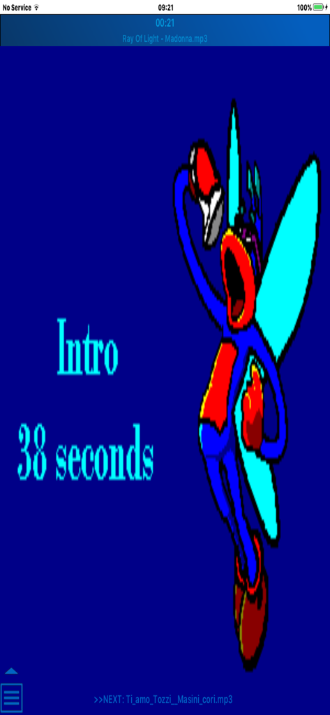 Winlive Pro Karaoke Mobile - Winlive Pro Karaoke Mobile app screen showing a song intro countdown with a cartoon character and upcoming track information