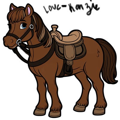 horse standing with a saddle