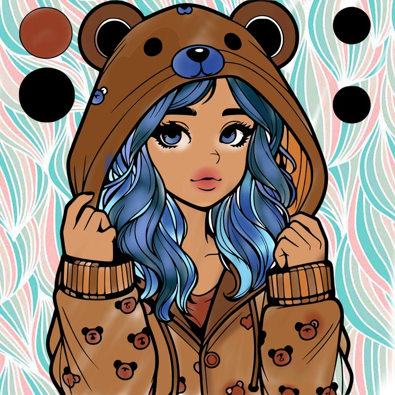 realistic girl in a animal pjs hoodie