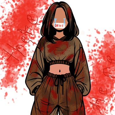 realistic girl faceless with baggy pants and a crop top