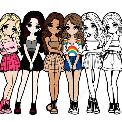 a group of girls realistic