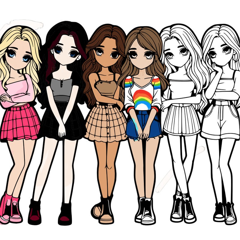 a group of girls realistic