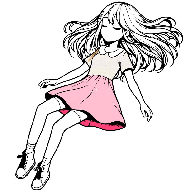 realistic girl floating