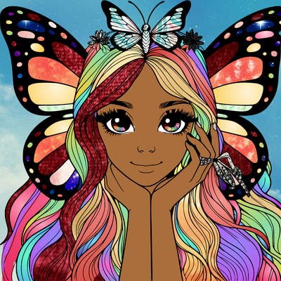 butterfly realistic girl