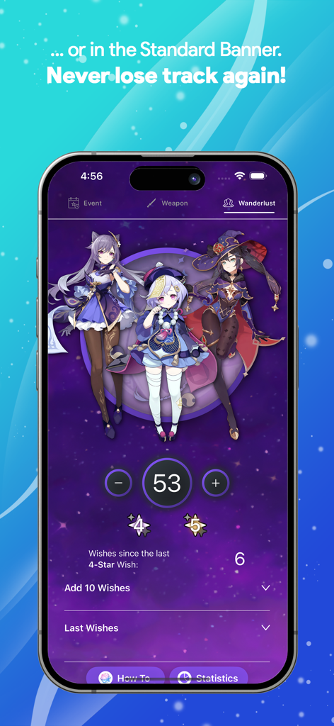 WishCounter-App, die Standard-Banner-Wünsche für Genshin Impact verfolgt