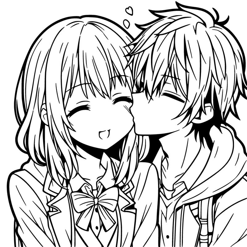 anime girl and boy loving each other
