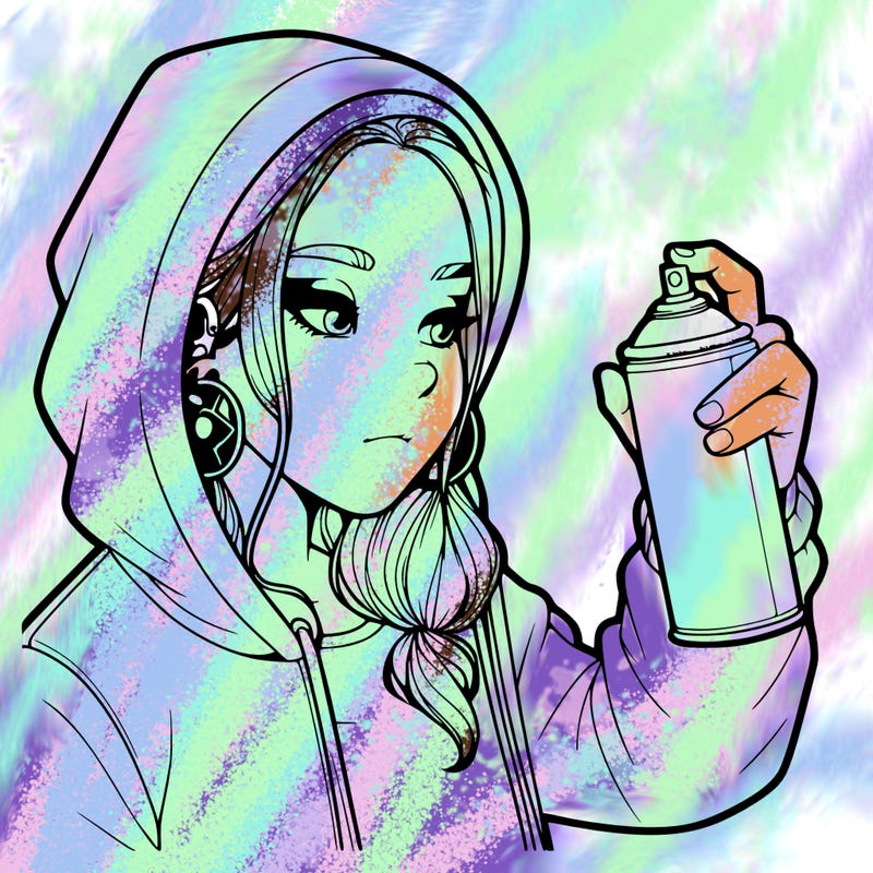 a realistic girl, spray painting
