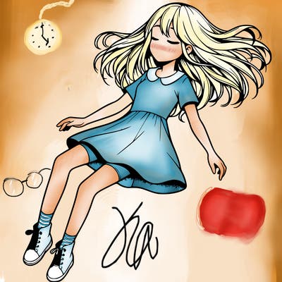 realistic girl floating