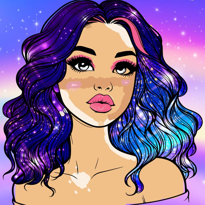 realistic girl with wavy hair and lips