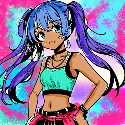 anime girl wearing crop top