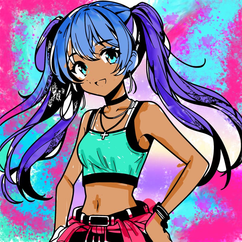 anime girl wearing crop top