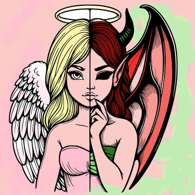 realistic angel half demon