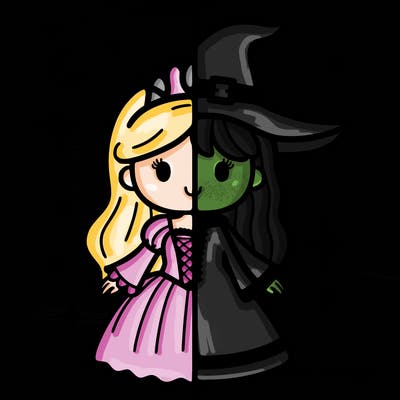 split princess and witch