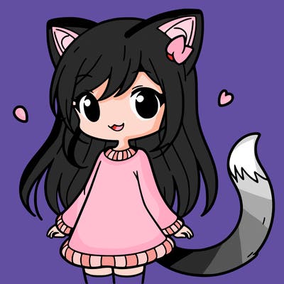 girl with cat ears and tail