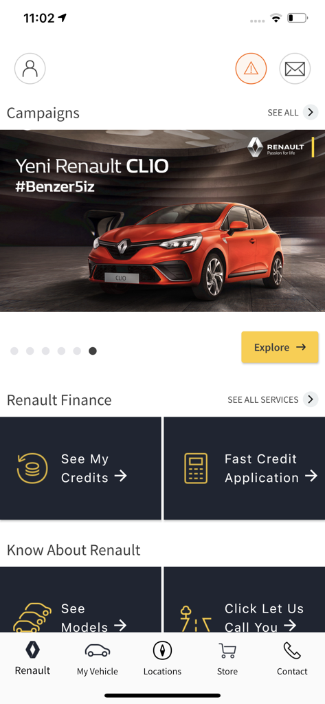 Renault PORT app home screen showing car campaigns and financial services