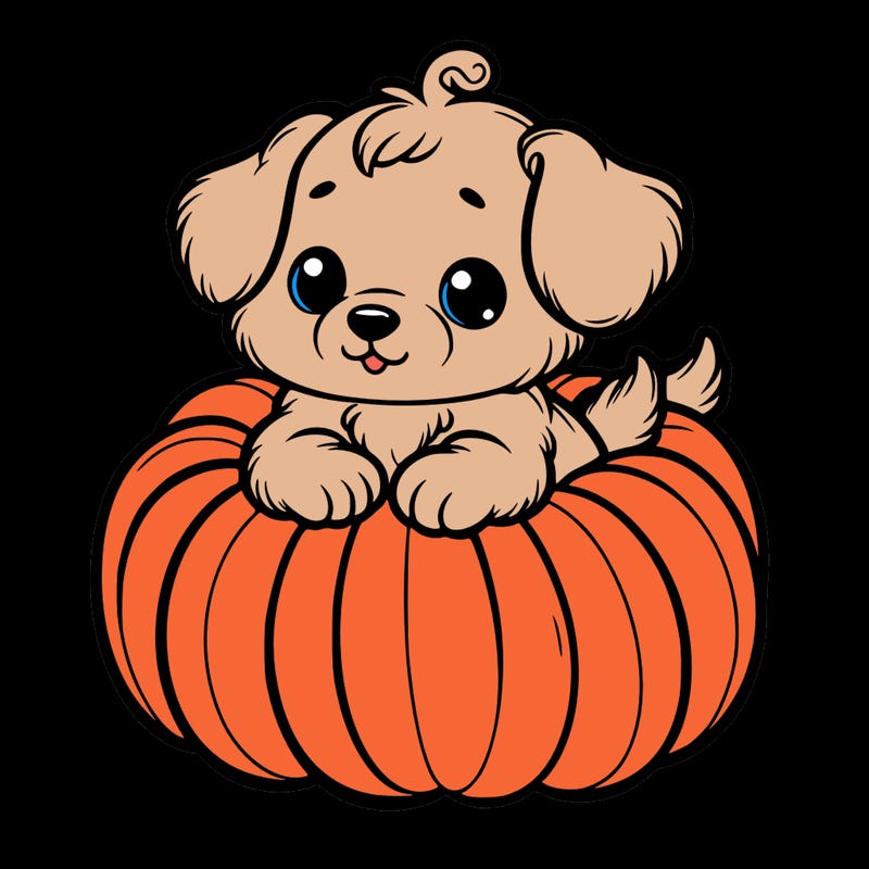 cute little puppy in a pumpkin