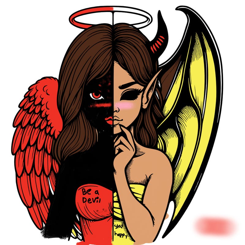 realistic angel half demon