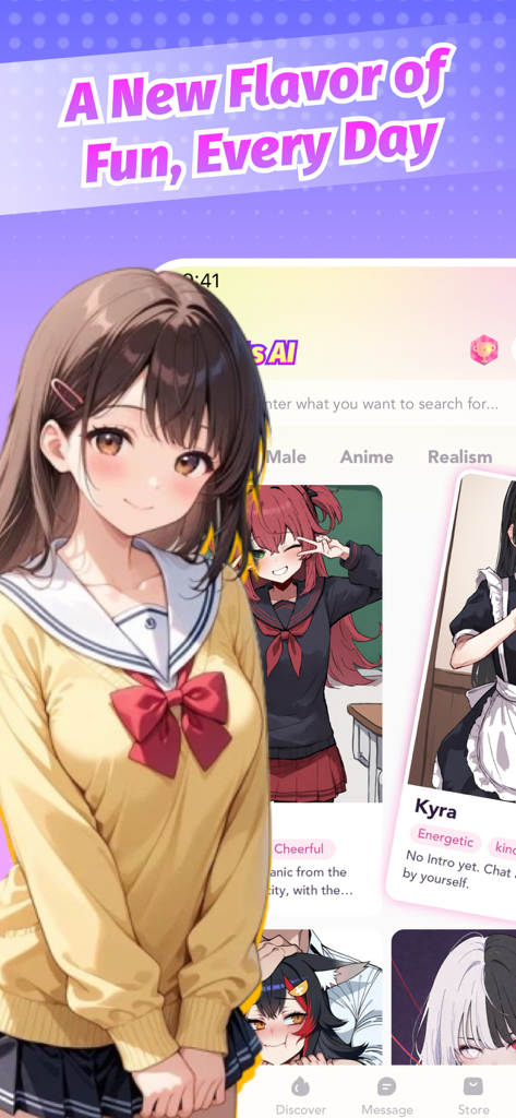 Sweets AI: Anime Chat Roleplay - Sweets AI anime chat character selection screen