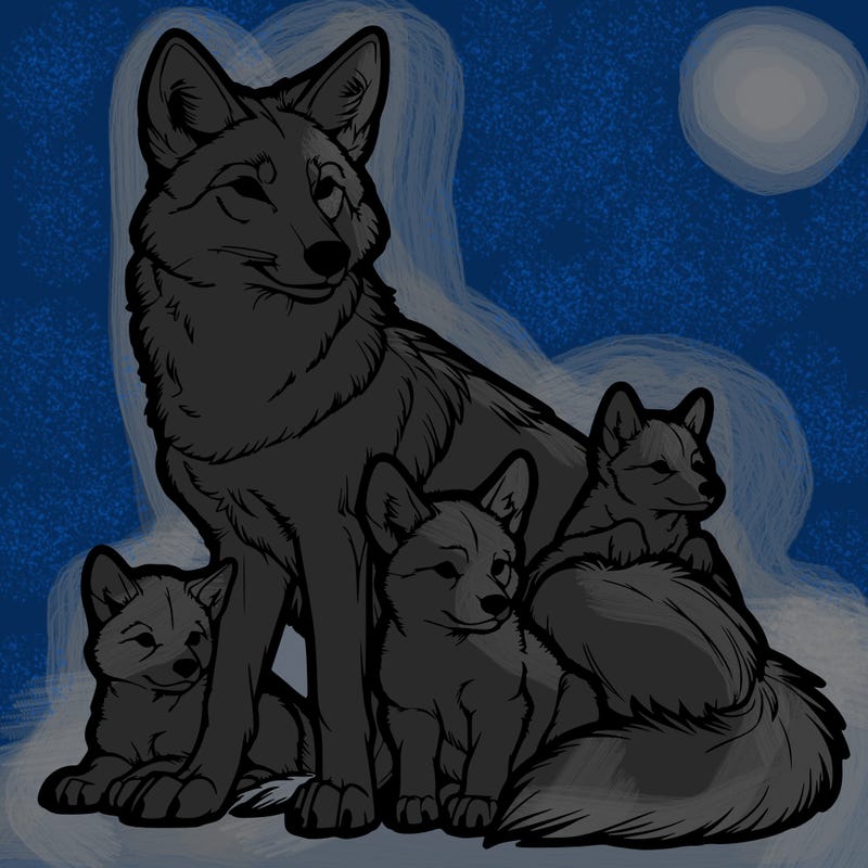 coyote with pups realistic