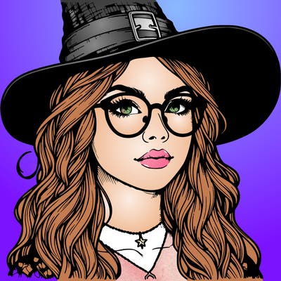 a witch with glasses realistic
