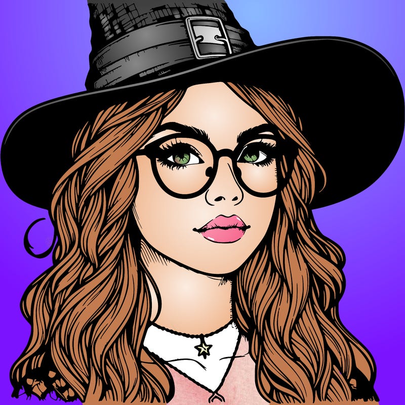 a witch with glasses realistic