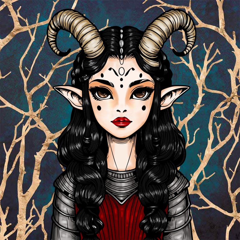 realistic alien girl with horns