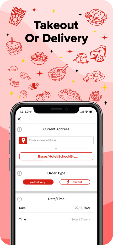 Hopper Maui - The Hopper Maui app interface for selecting delivery or takeout and entering the delivery address.