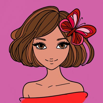 woman with butterfly short hair
