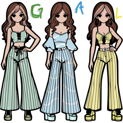 girls with flare pants and crop tops realistic