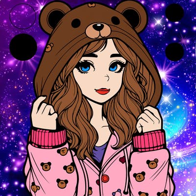 realistic girl in a animal pjs hoodie