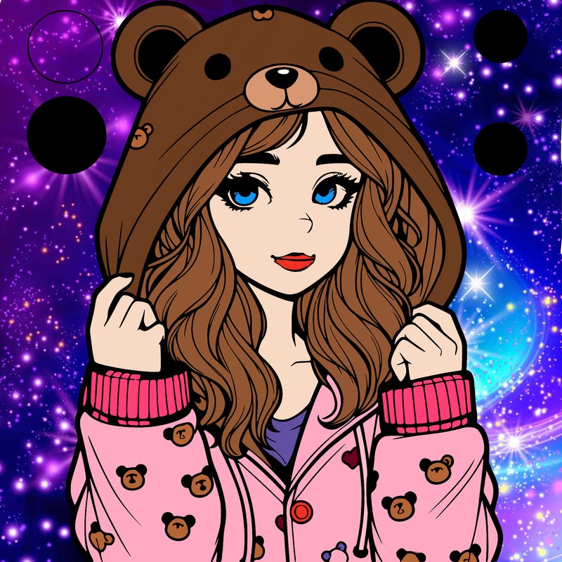 realistic girl in a animal pjs hoodie