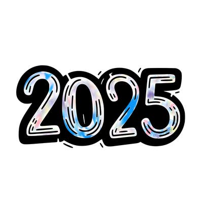 one line scrawled numbers sketch design “2025”