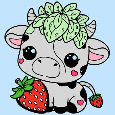 cute strawberry cow