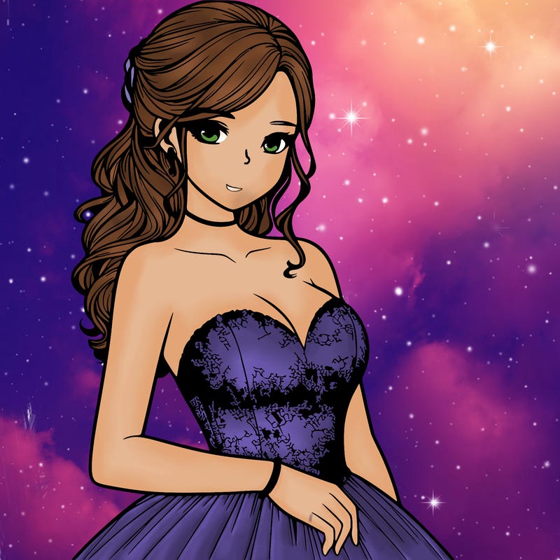 realistic girl in prom dress