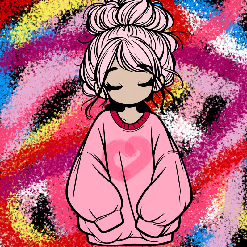 girl with baggy sweatshirt and messy bun